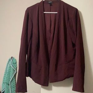 Burgundy open front blazer